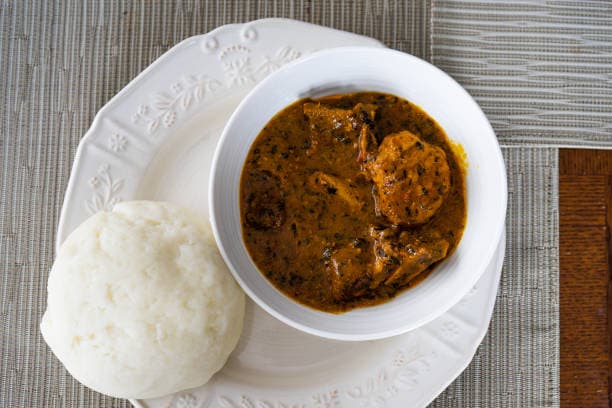 Pounded yam & Ogbono soup