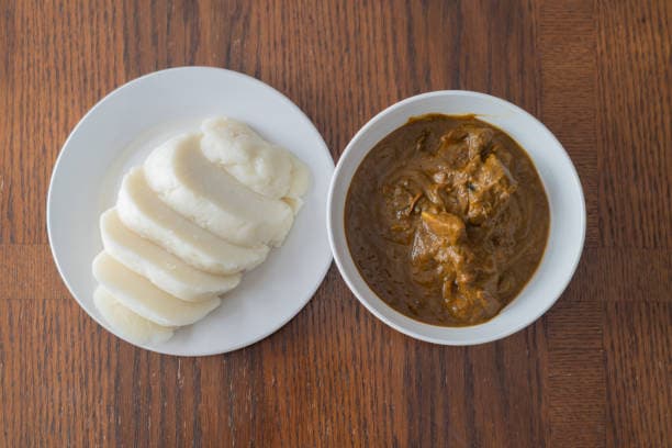 Pounded yam & Banga soup